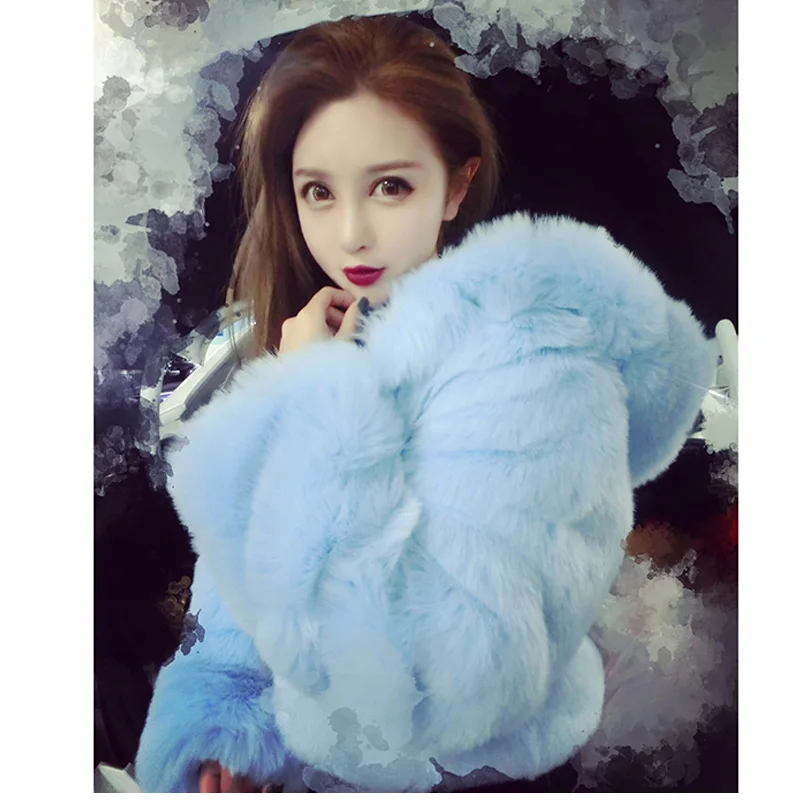 Теплые зимние толстовки пальто из искусственного лисьего меха для женщин