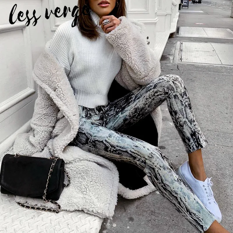 Lessverge сексуальные обтягивающие джинсы со змеиным принтом для женщин уличная