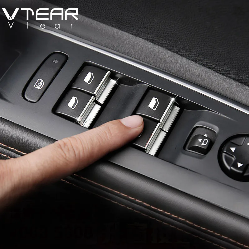 Vtear для Peugeot 3008 Peugeot 5008 хромированные аксессуары Автомобильная Кнопка подъема окна переключатель блесток TrimInterior молдинги автотовары