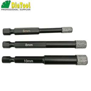 Diatool 3PK (6 мм + 8 мм + 10 мм) вакуумные спаяны алмазные биты для камня, фарфор, кладки, сухой, быстрый-Fit хвостовиком