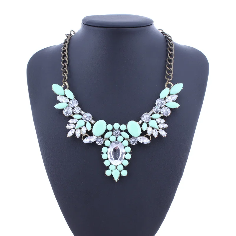 Tenande новые модные богемные большие массивные Стразы листья цветы ожерелья и