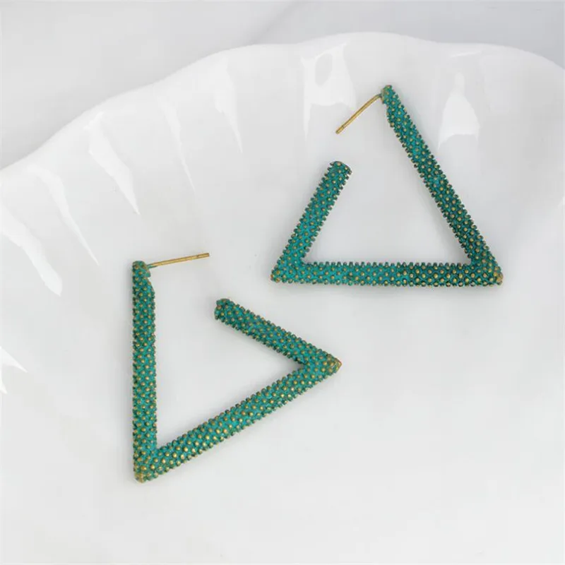 В стиле панк зеленый золотой цвет Boho Серьги Для Пирсинга Ушей для женщин летнее