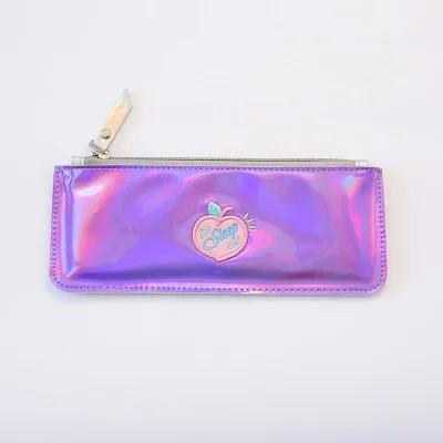 Purple Bentoy Женская Лазерная косметичка из ПУ кожи, чехол-карандаш для студенток, сумка для макияжа, сумка для хранения, пенал, чехол для письма, Прямая поставка - Цвет: Purple