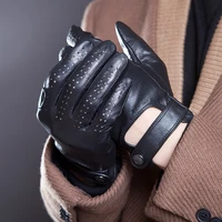 spring summer mens genuine leather gloves touch screen gloves fashion breathable black gloves sheepskin mittens jm14