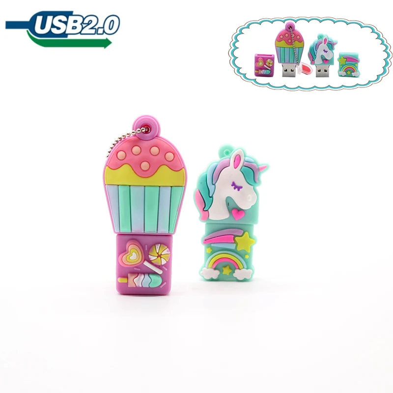 USB флешка в мультяшном стиле с милыми воздушными шариками/единорогом usb флеш