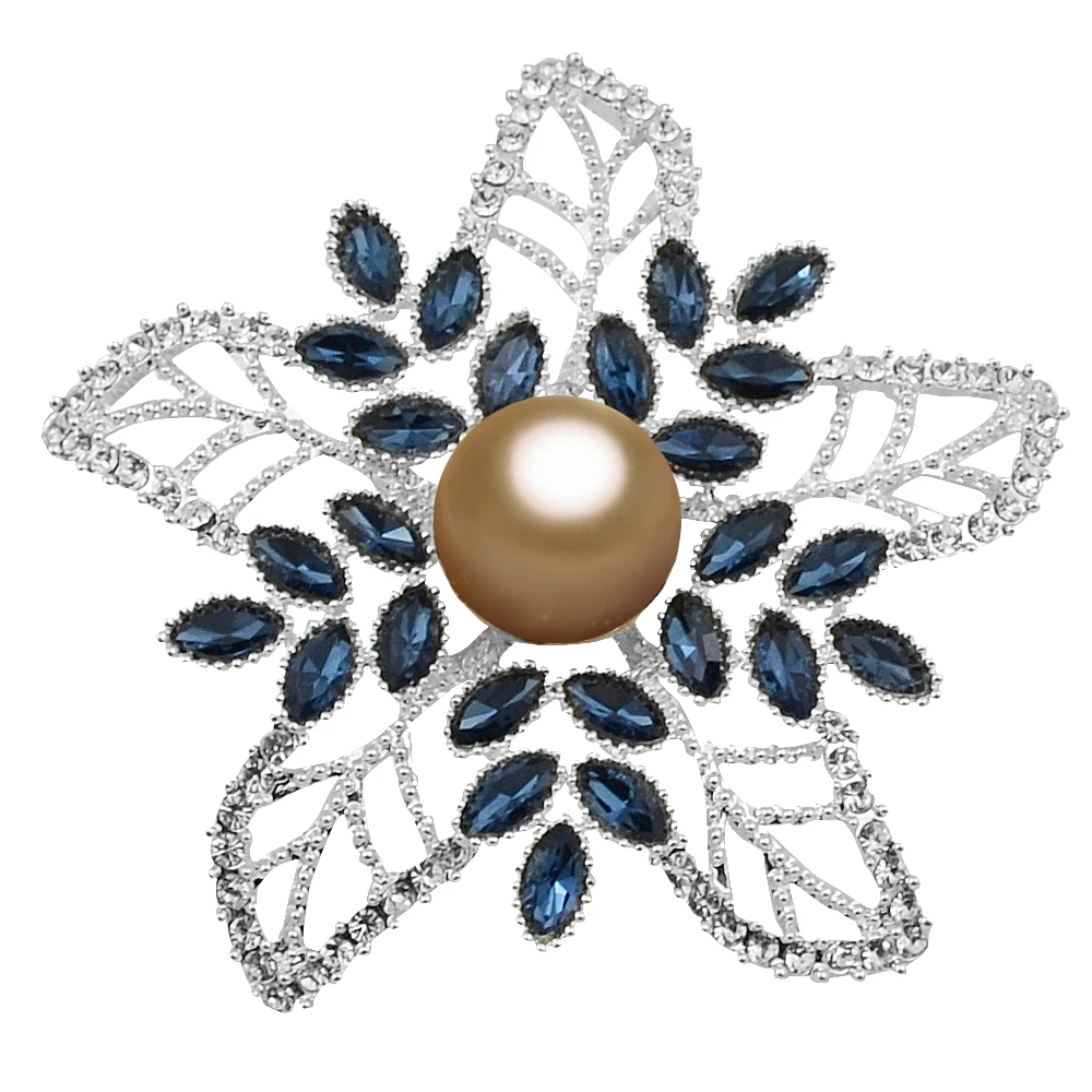 B380 Pearl Crystal Star Броши для Для женщин Серебряный Цвет украшения стразами Шпильки и