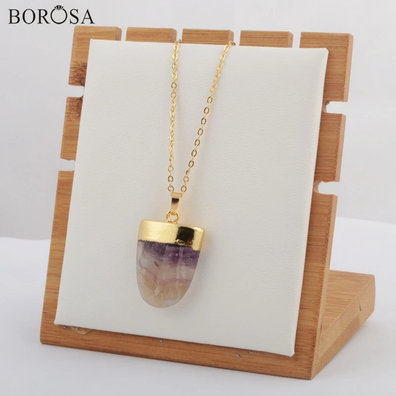 Женское Ожерелье BOROSA в стиле бохо из натурального аметиста многоцветный флюорит