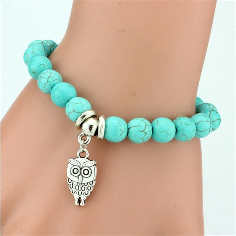 Лимонный ценный Винтаж Подвеска со стразами бисера Сова слона кулон браслет руки