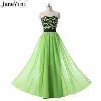 janevini simple green long bridesmaid dresses 2018 a line strapless lace appliques backless floor length abito damigella donore