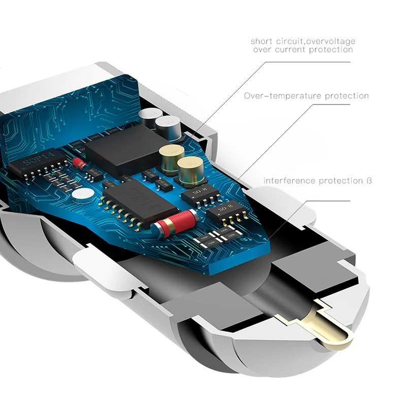 Автомобильное зарядное устройство с двумя USB портами и цифровым светодиодным
