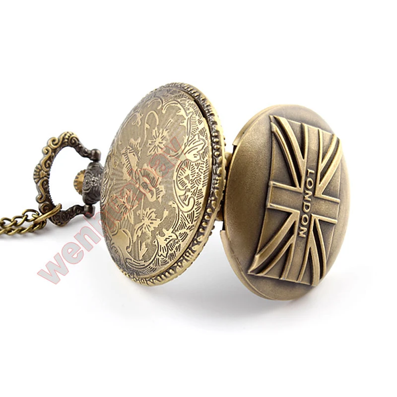 Винтажные кварцевые карманные часы с флагом Великобритании подвеска ожерелье