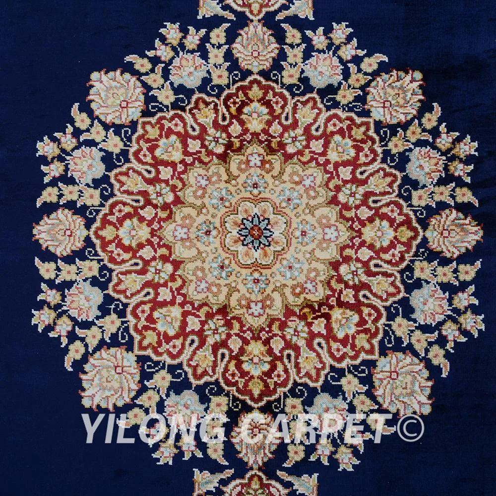 Yilong 4 'x 6' традиционный Тебриз ковер темно-синий vantage античный Восточный (1194) |