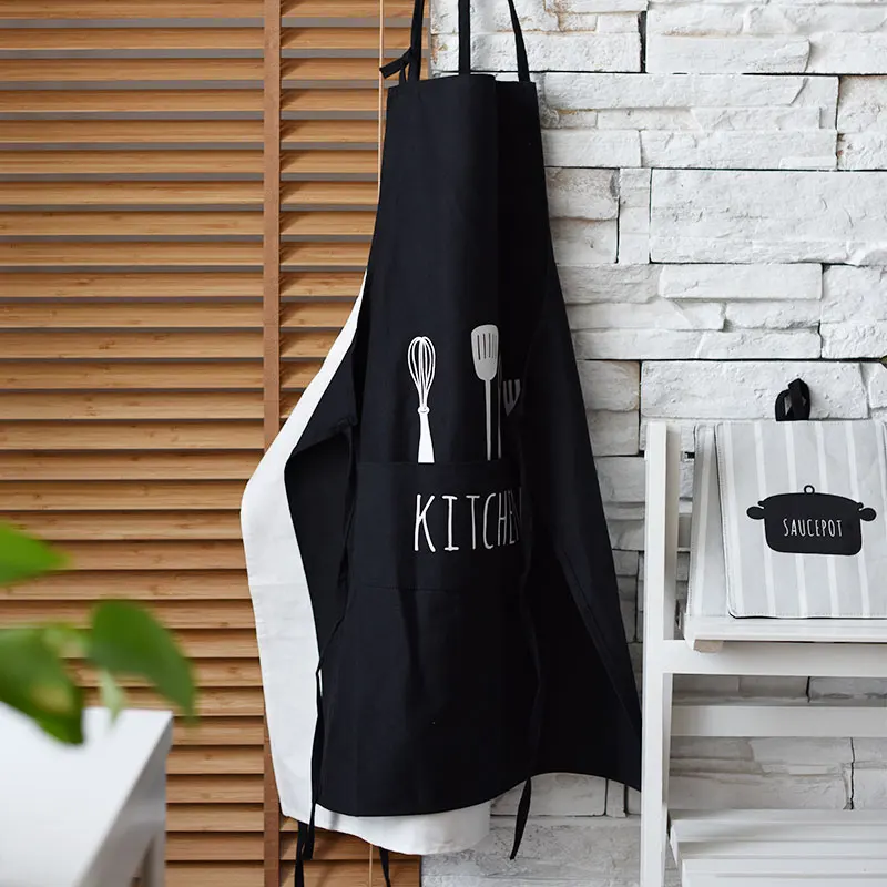 Nordic Baking Master Kitchen Tools Print White Black Stripe Fresh Apron Cotton Cooking Love | Дом и сад