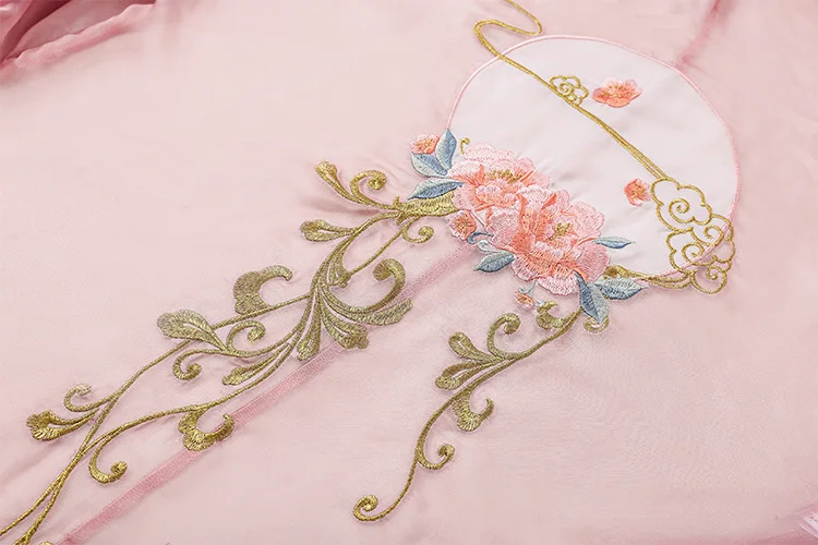 Perfect Conjugal Bliss-Elegant Woman's Hanfu Chinese Tradition Style Chiffon Vintage Gorgerous Dress 4Pcs Set Fairy Kei