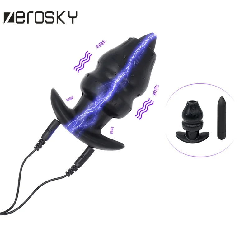 Эротические игрушки Zerosky с электрошоком полые электронные массажные