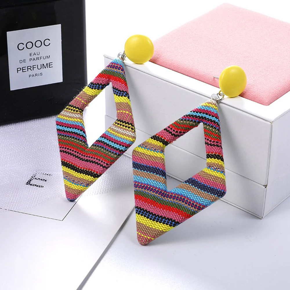 НОВЫЕ геометрические корейские длинные серьги с подвеской женские цветные