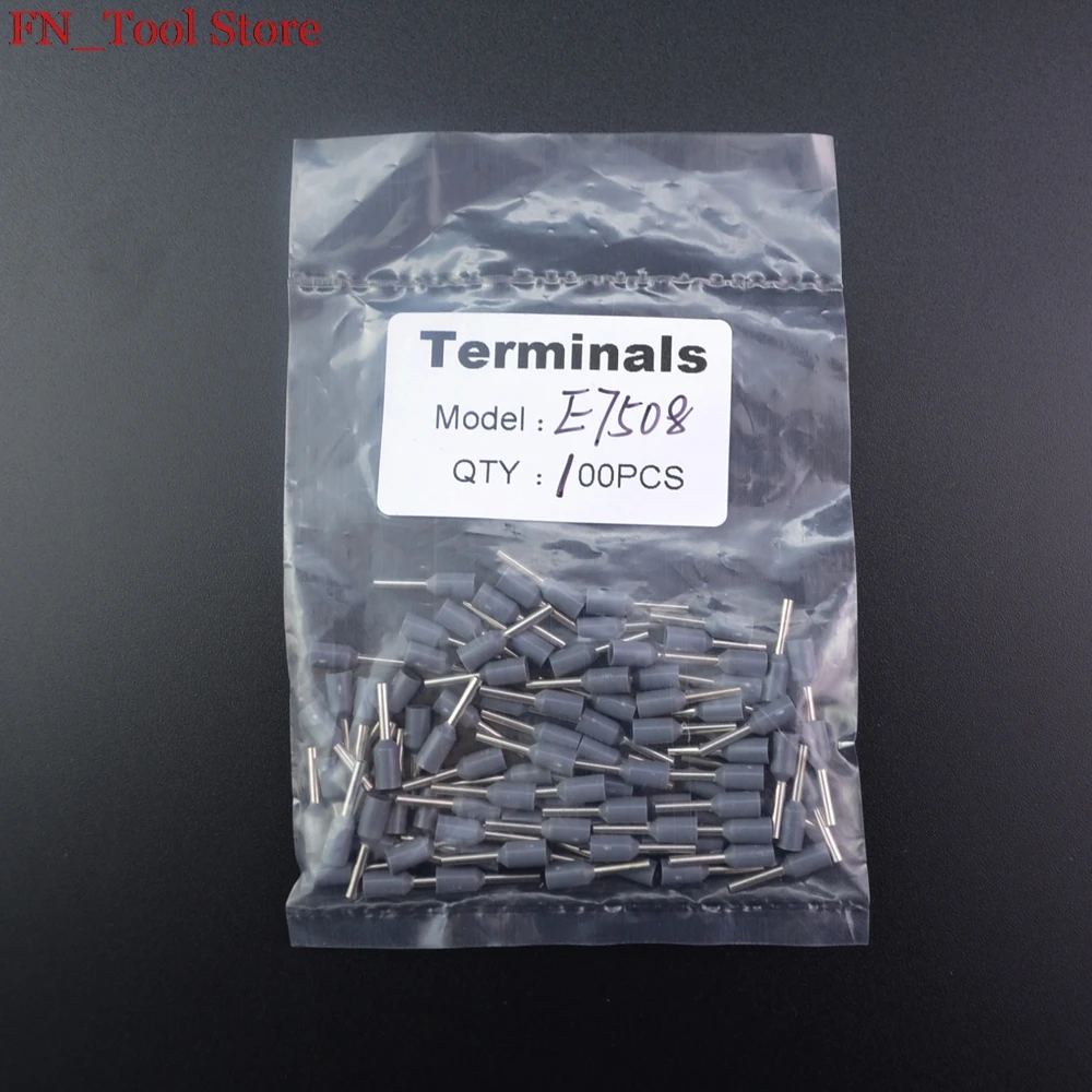 E7508 100 шт. изоляционные трубки изолированные клеммы 0.75mm2 кабель провода Разъем изоляции обжимной разъем - Цвет: Серый