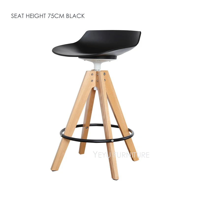 SH75CM BLACK Высота сиденья 65 см 75 см Современный Лофт Дизайн Массив дерева поворотный кухня номер счетчик табурет, классический Дизайн барный стул 1 шт - Цвет: SH75CM BLACK