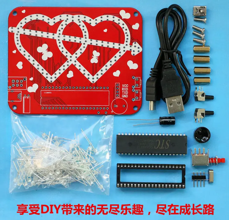 Красочный любовь светодиод в форме сердца дисплей комплект с оболочкой