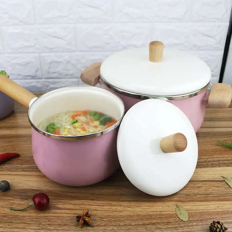 Эмалированная деревянная ручка FIEGO молочный горшок устойчивая к высоким