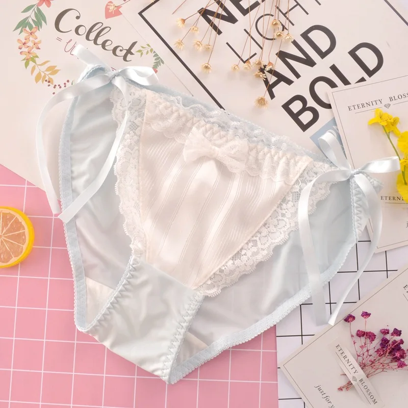 Japanese style sexy underwear bandage bow milk silk thong panty bragas culotte femme perizoma majtki tanga mujer |