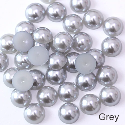 light grey 2 мм-12 мм Цветные Плоские с оборота жемчужные бусины ABS пластиковые полукруглые Жемчужины для украшения ногтей F0092 - Цвет: light grey