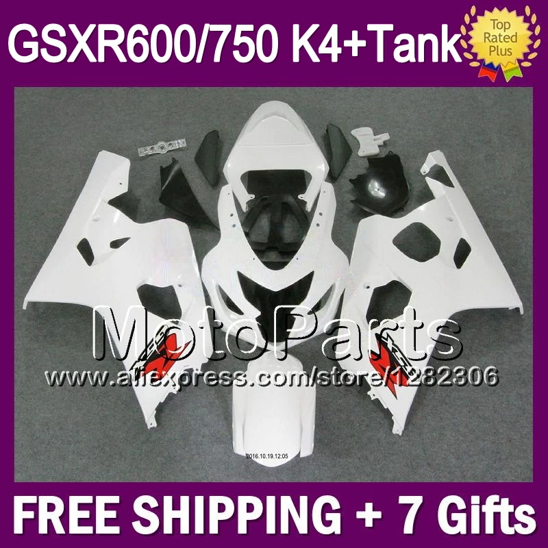 + Бак На SUZUKI Глянцевый белый GSXR600 04 05 GSX R 600 8 #234 R600 K4 2004 2005 Обтекатель|gsx r600|gsxr 600gsx f |