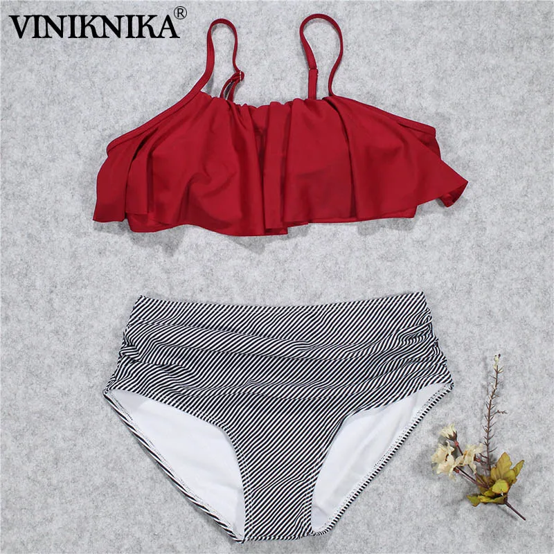 VINIKNIKA летний бикини для женщин пляжный купальник с высокой талией лямкой на шее