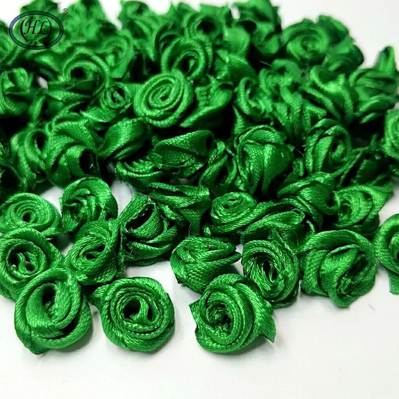 green HL 60 шт. 15 мм ленты розы цветы DIY Аппликации Свадебные украшения ремесла поставки много цветов - Цвет: green