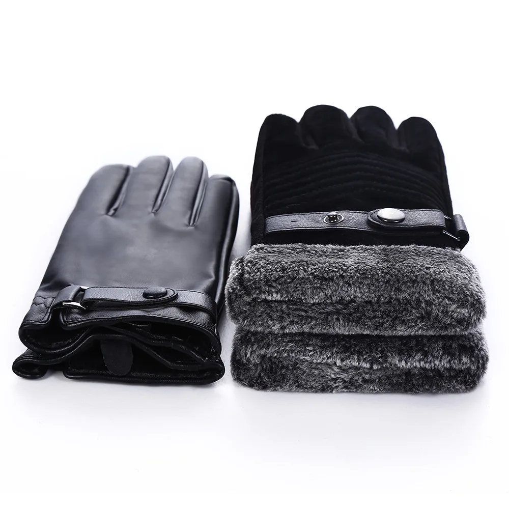 Men's Windproof Waterproof Bicycle Pigskin Slip Plus Velvet Thickening Gloves Fashion Accessories Outdoor Cycling #3N08 | Спорт и