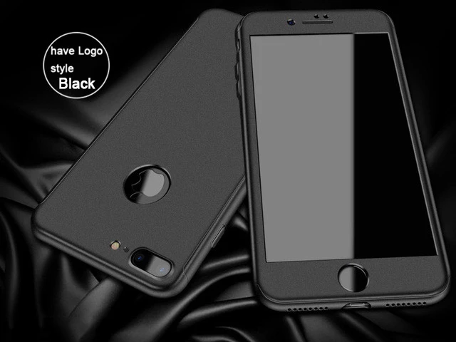 Золотая Орхидея 360 градусов полный Чехол для iphone 6 6s 7 Plus чехол s wish закаленное стекло для iphone 8 8 Plus X чехол для телефона Capa - Цвет: have Logo-Black