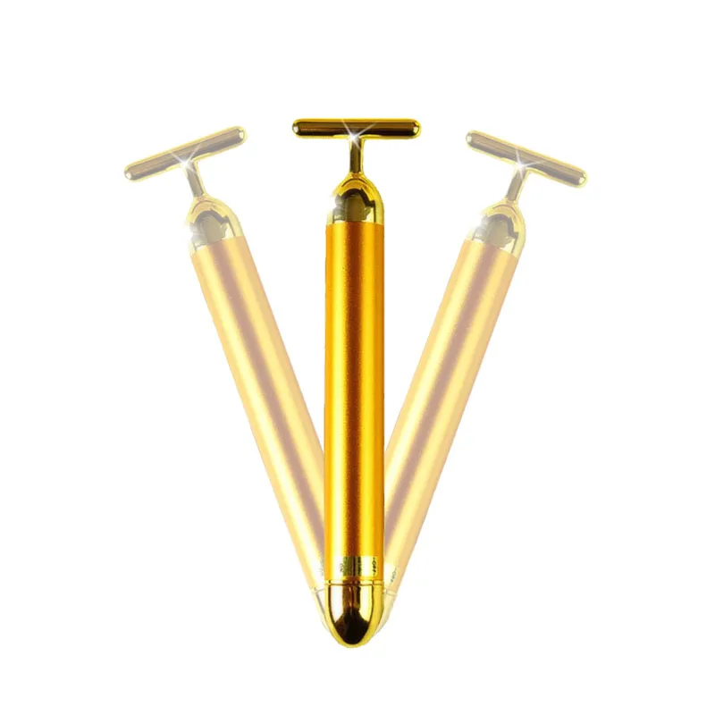 Для похудения лица 24 К вибрации золота укрепляющий Красота роликовый массажер