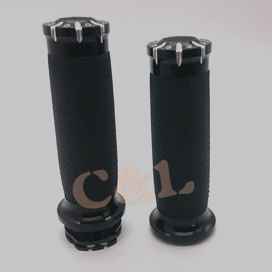 Черные алюминиевые кромкорезные ручки для мотоцикла 1 дюйм 25 мм Harley Sportster Touring Dyna