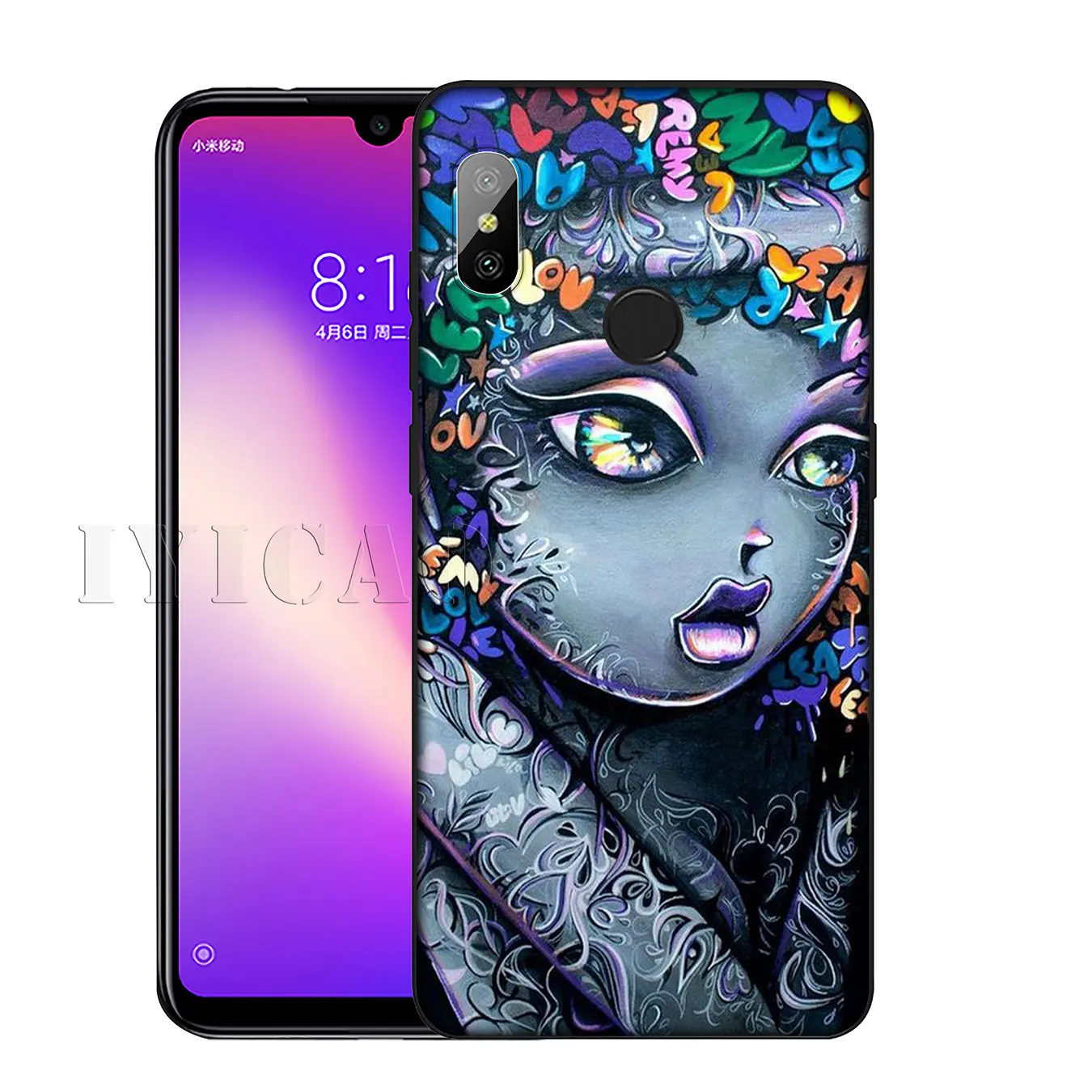 IYICAO African Girls Soft Silicone Phone Case for Xiaomi Redmi K30 K20 8A 7A 6A 5A S2 GO Note 8 8T 7 5 6 Pro Black TPU Cover |