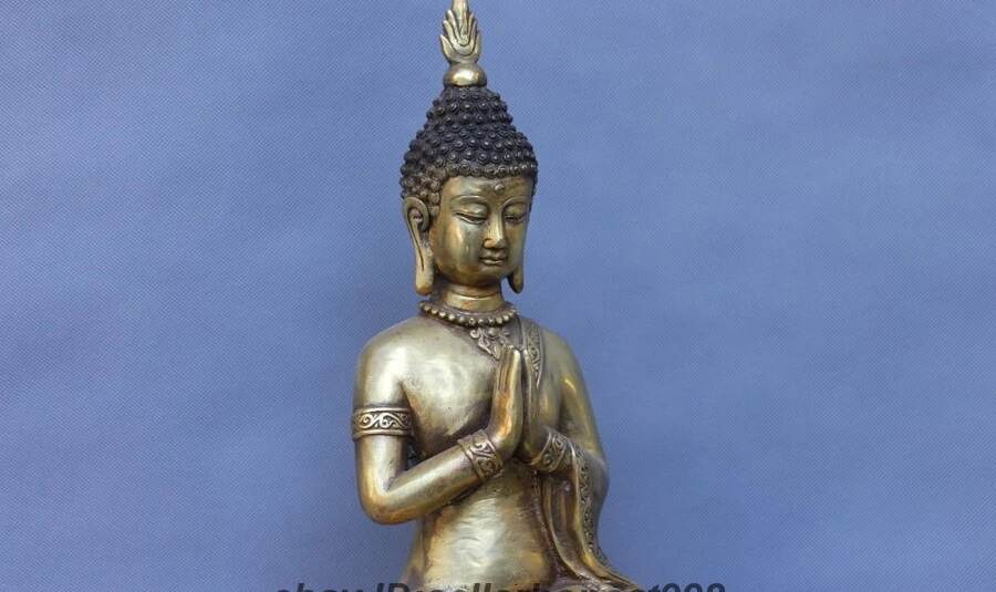 16 тайский Буддизм Храм Ayutthaya Sakyamuni Будда тибетская бронза | Дом и сад