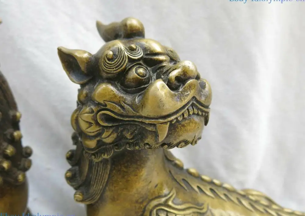 Fine brass copper Town house Foo Dogs lions sculpture pair China luck Statues | Дом и сад