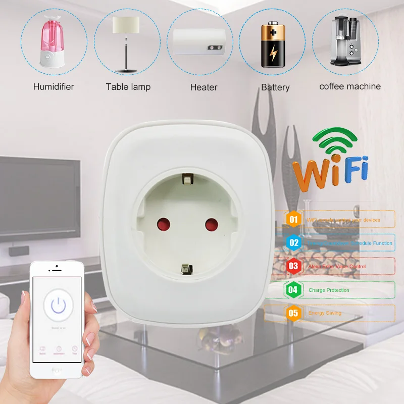 Wifi интеллектуальная розетка ЕС вилка 220 В 16А голосовой пульт дистанционного управления умный выбор времени переключатель работы для Amazon Alexa/Google Assistant