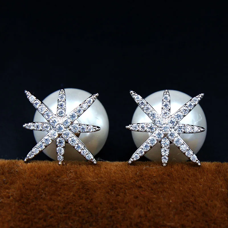 Благородные серьги из стерлингового серебра 925 пробы Perlas для женщин AAA кубический