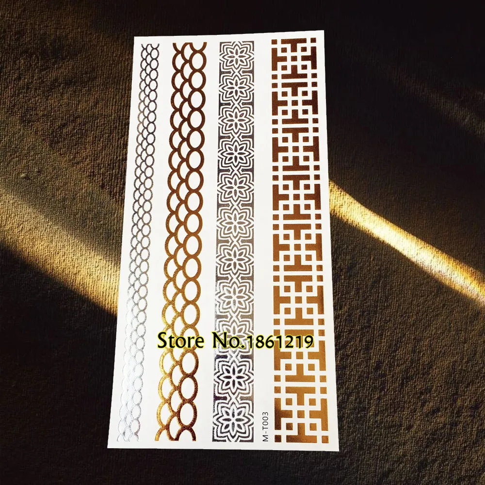 1 шт. хна большой цветок флэш металлик временные татуировки наклейки GR21 Женщины