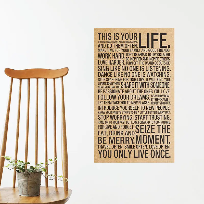 Это ваша жизнь цитата Вдохновляющие Слова шелковая настенный постер в спальню