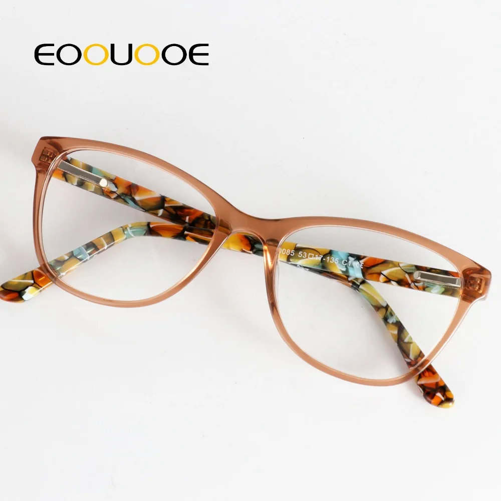 EOOUOOE женские оптические очки в оправе кошки ацетатные Oculos Monturas De Lentes Hombre Gafas Opticas