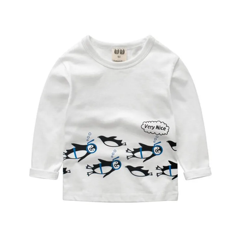 27 Boy t Shirts for Children Cotton Autumn 2017 Cute Penguin T-Shirts Kids Clothes Full Sleeve Baby Tops Tees a49 | Детская одежда и
