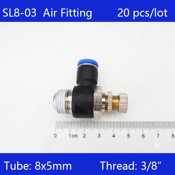 Высокое качество SL8 03 20 шт 8 мм толчок для подключения фитинга 3/8 &quotрегулятор скорости потока воздушного
