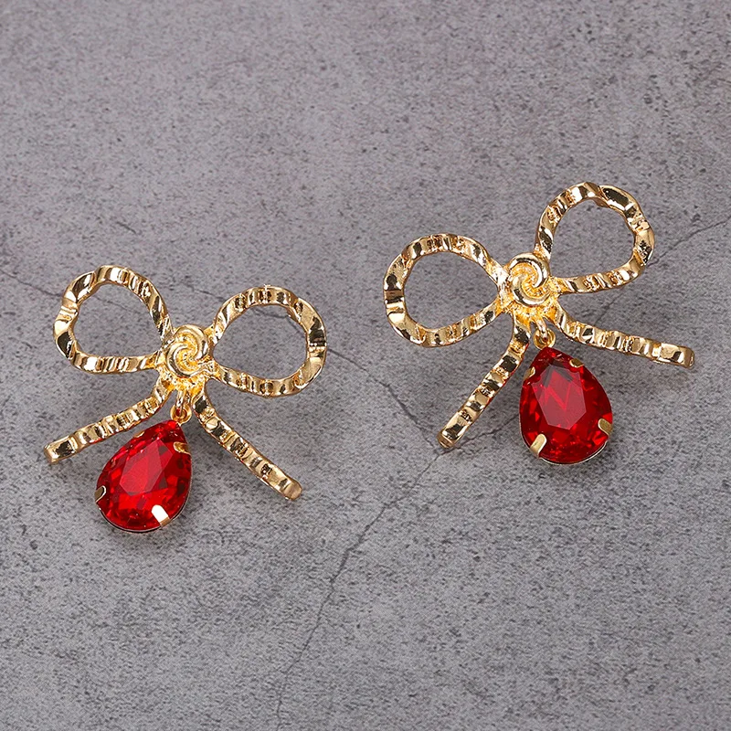 GEREIT ZA Women Statement Jewelry Colorful Water Drop Crystal Earrings Bow Alloy For Girls Wedding Classical | Украшения и