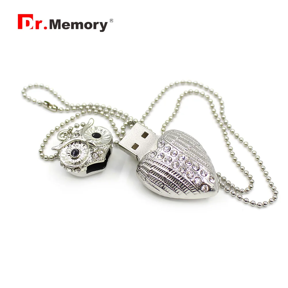 Роскошный Сова Металл USB2.0 флеш-Накопители Мультфильм USB карта памяти U диск 4 ГБ 8 ГБ 16 ГБ 32 ГБ флеш-накопитель с кристаллами персонализированный флэш-накопитель