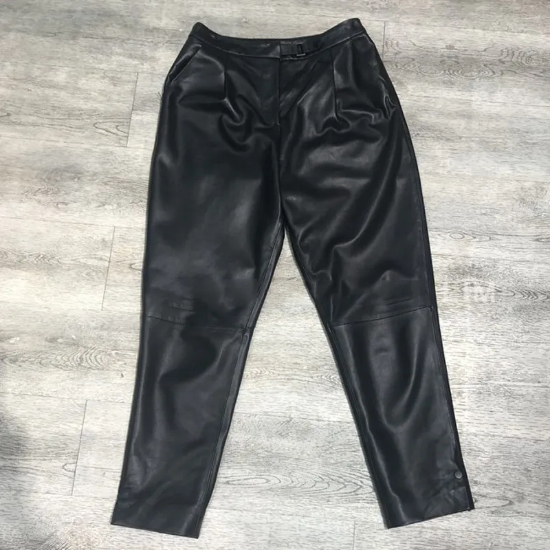 

Luxury Sheepskin High Waist Genuine Leather Trousers Women Loose Natural Real Leather Pencil Pants Harem Pants Lady Streetwear