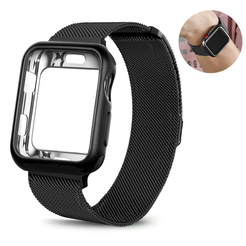 Ремешок для часов Apple Watch + чехол из ТПУ 38 мм 42 сетка нержавеющей стали Миланская