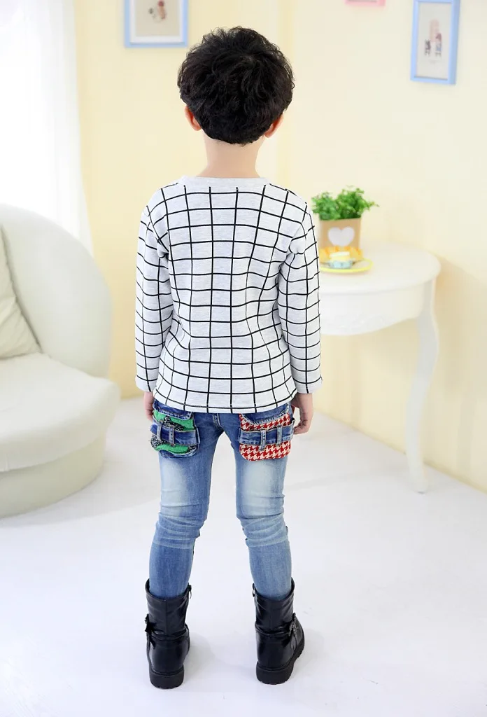 Детская зимняя ФЛИСОВАЯ ФУТБОЛКА в клетку с круглым вырезом|boys t shirt|t shirts forboy |