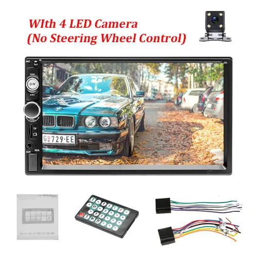 7010B with 4 LED Podofo 2 Din автомагнитола " HD аудио стерео Bluetooth мультимедийный плеер MP5 USB SD FM 2Din Android Зеркало Ссылка плеер авторадио - Цвет: 7010B with 4 LED