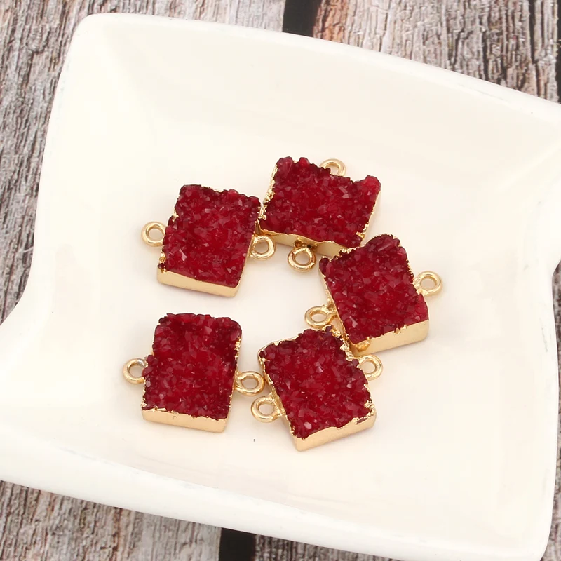 2 шт. Красный Прямоугольник нерегулярный смола браслет соединитель Поиск Diy